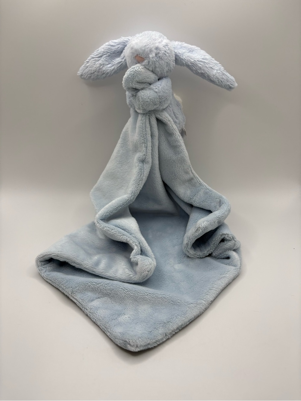 Jellycat Little Bashful Blue Bunny Plush Security Blanket Lovey Soother Toy 13”